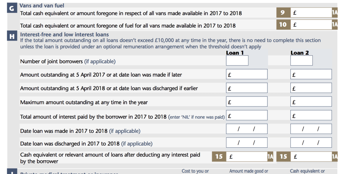 P11d Vans and Van Fuel Section G
