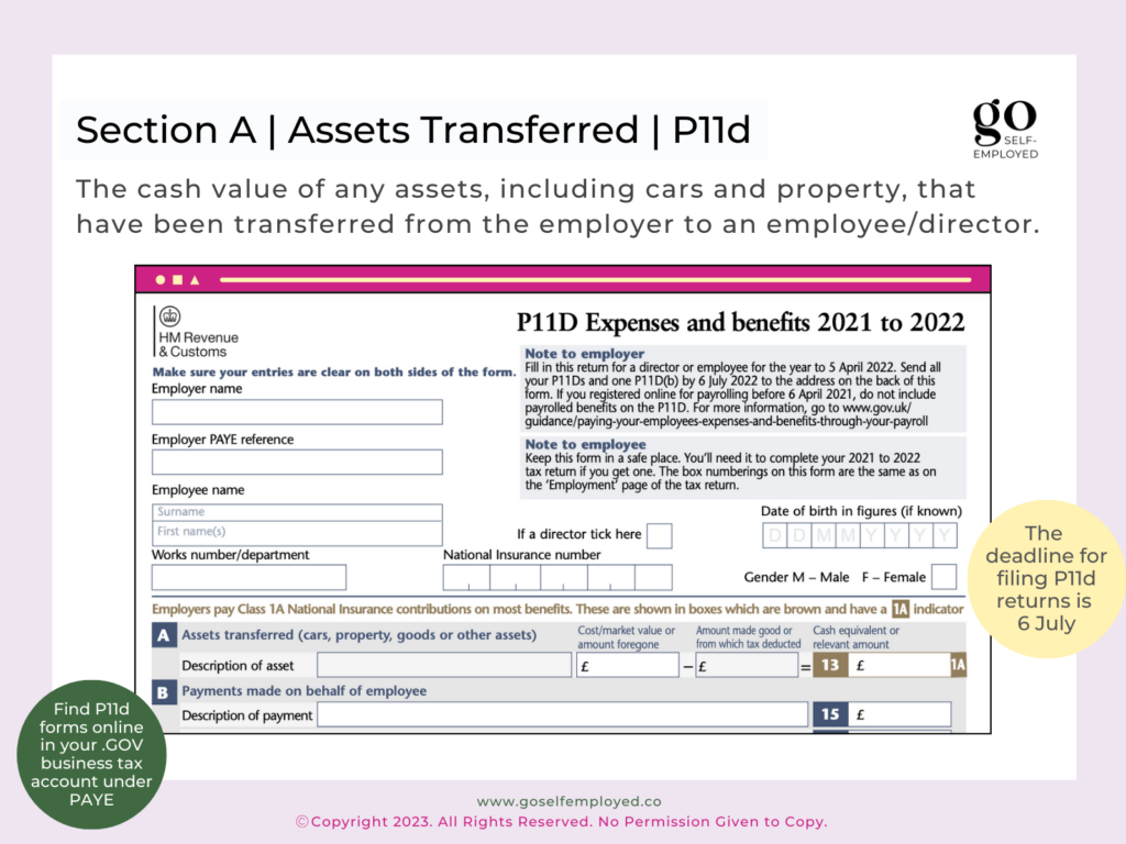 section a assets transferred