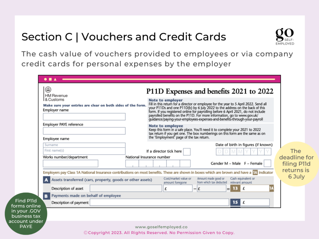 section c vouchers and credit cards