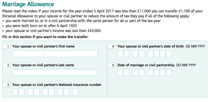 Marriage Tax Allowance Rebate Calculator