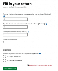 tax return self-employment section