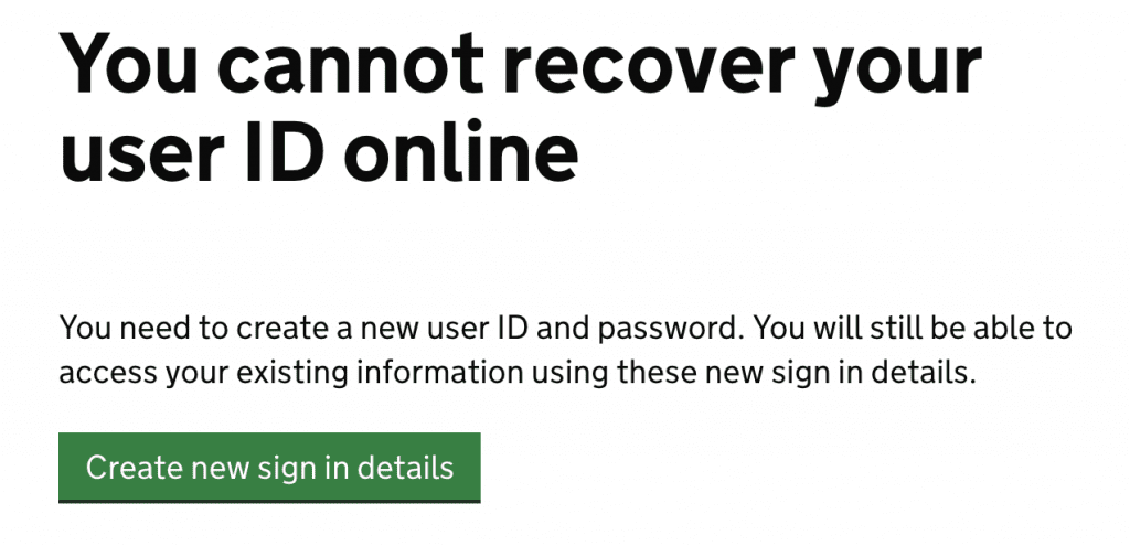 hmrc user id and password