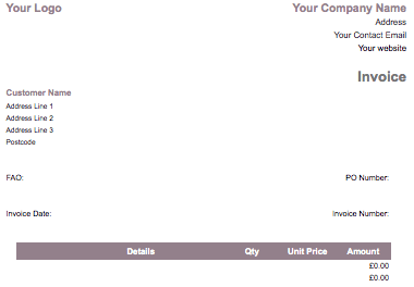 self employed simple invoice template